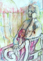 Deirdre IV, mixed media on paper, 2017, 50x70cm